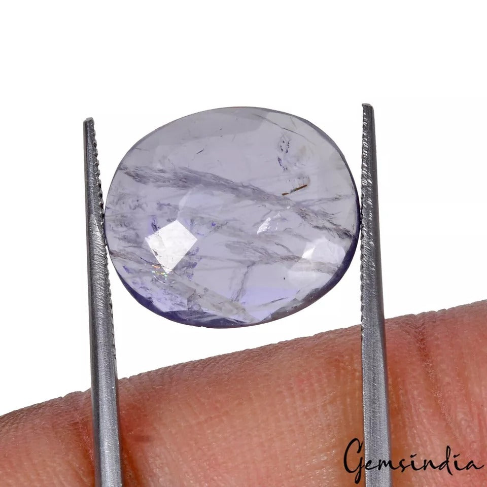 Iolite Loose Gemstone, Untreated, Blue — 15x13x4mm, 6.00 Ct, Madagascar