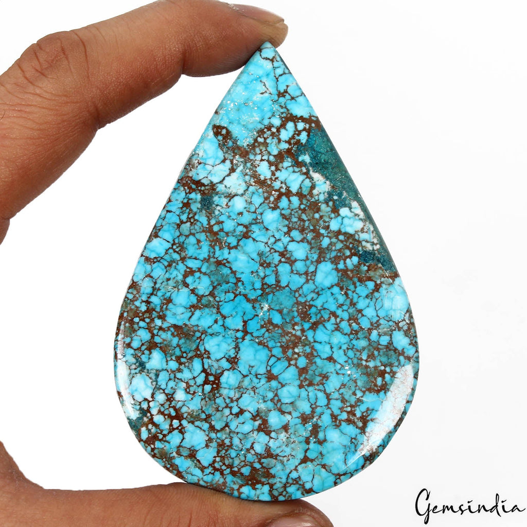 400 Ct Natural Blue Spiderweb USA Arizona Turquoise Pear Cab Loose Huge Gemstone