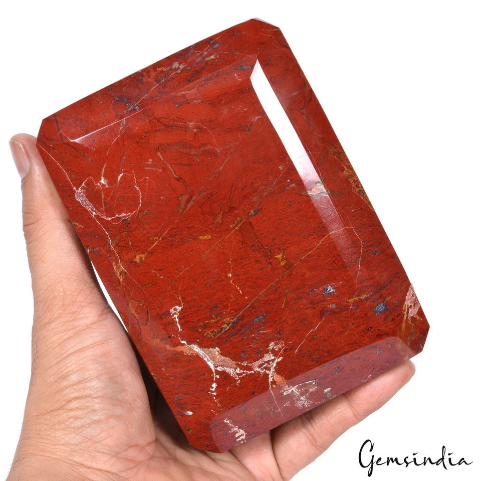 1.6Kilo Natural Red Jasper Octagon Cut Untreated Museum Size Collective Gemstone
