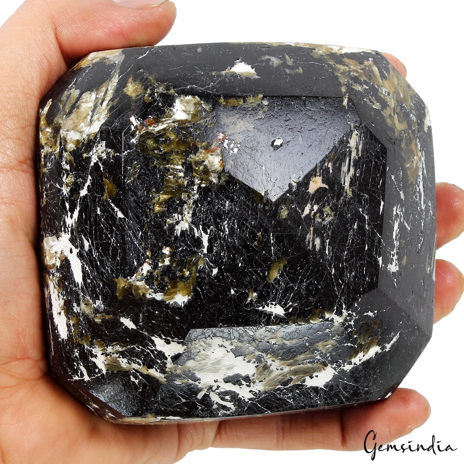 1.1 Kg Natural Black Tourmaline Collectors' Grade Untreated Emerald Cut Gemstone