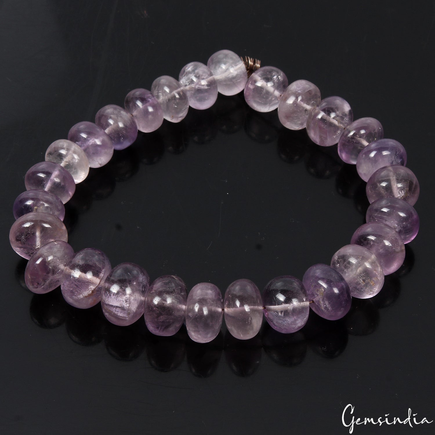 26Pc Natural Purple Amethyst Round Cabochon 14-16mm Drilled Bead Strand~12" Long