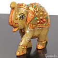 Aventurine Elephant Figurine, Gold — 81x60x30 mm, 740 Ct