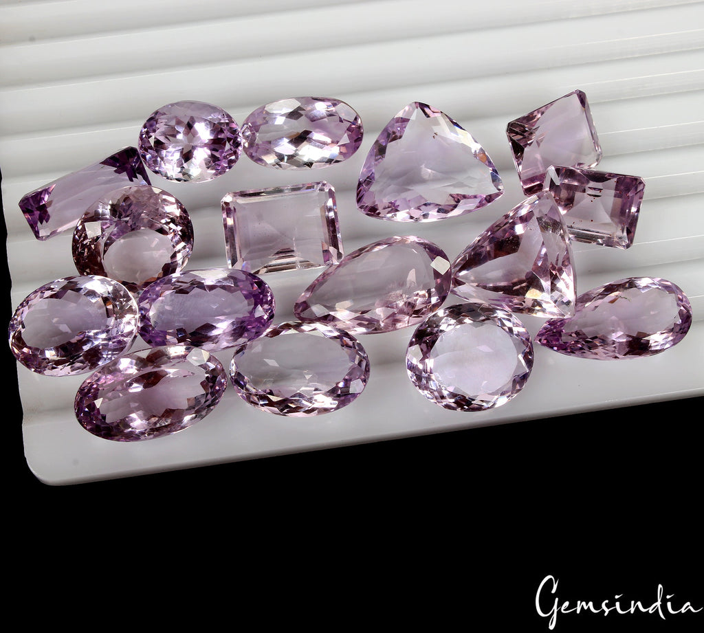 Natural 217.70 Ct Lavender Amethyst Mix Cut Loose Certified Gemstones 16 Pcs Lot