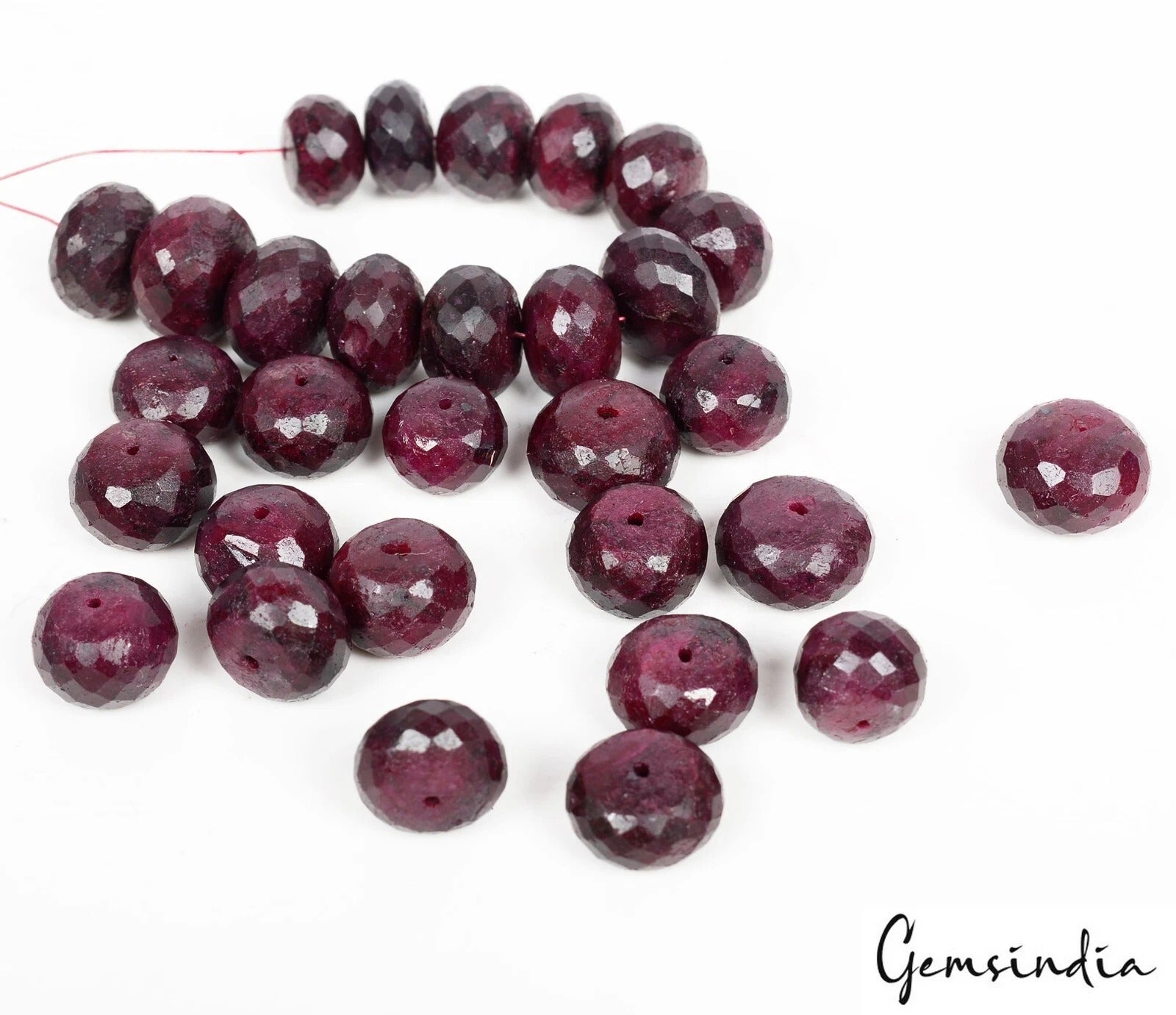 590 Ct Natural Red Ruby Round Checker Cut Loose Wholesale Gems Bead Lot 30 Pcs