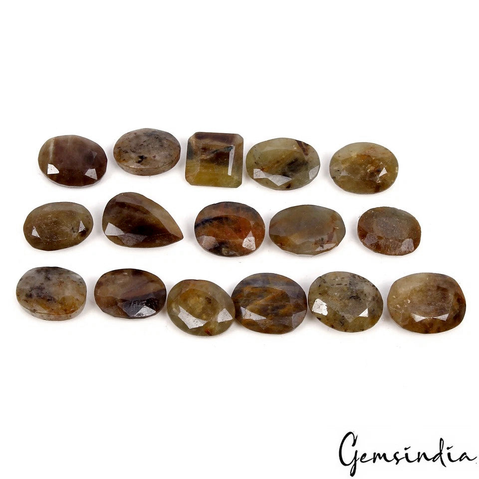 16 Pcs Natural Untreated Brown Sapphire Mixed Cut 11mm-16mm Loose Ring Size Gems