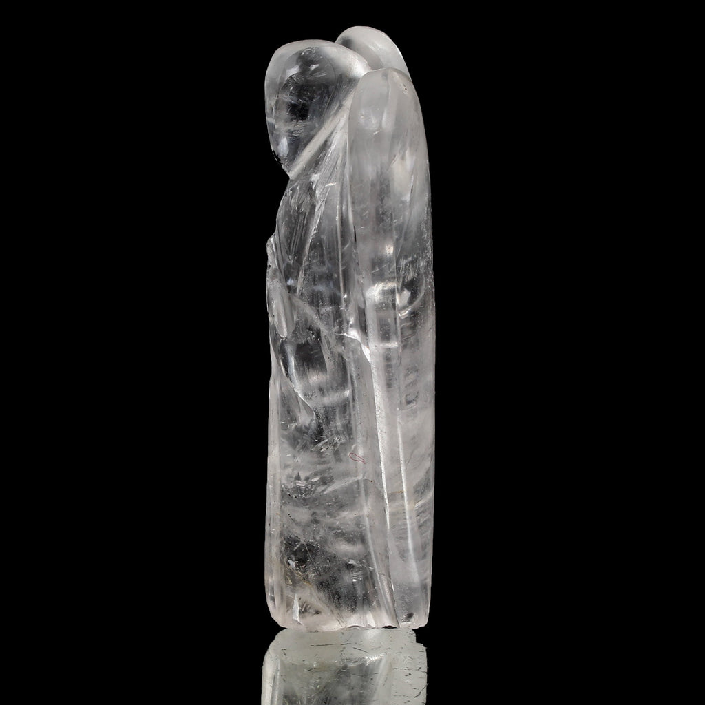 286 Cts Natural White Quartz Crystal Pocket Good Luck Angel Statue~2.75 In