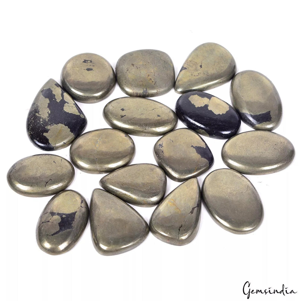 16 Pcs Natural Untreated Gold Pyrite Loose Cabochon 21-30mm Wholesale Gems~500Ct
