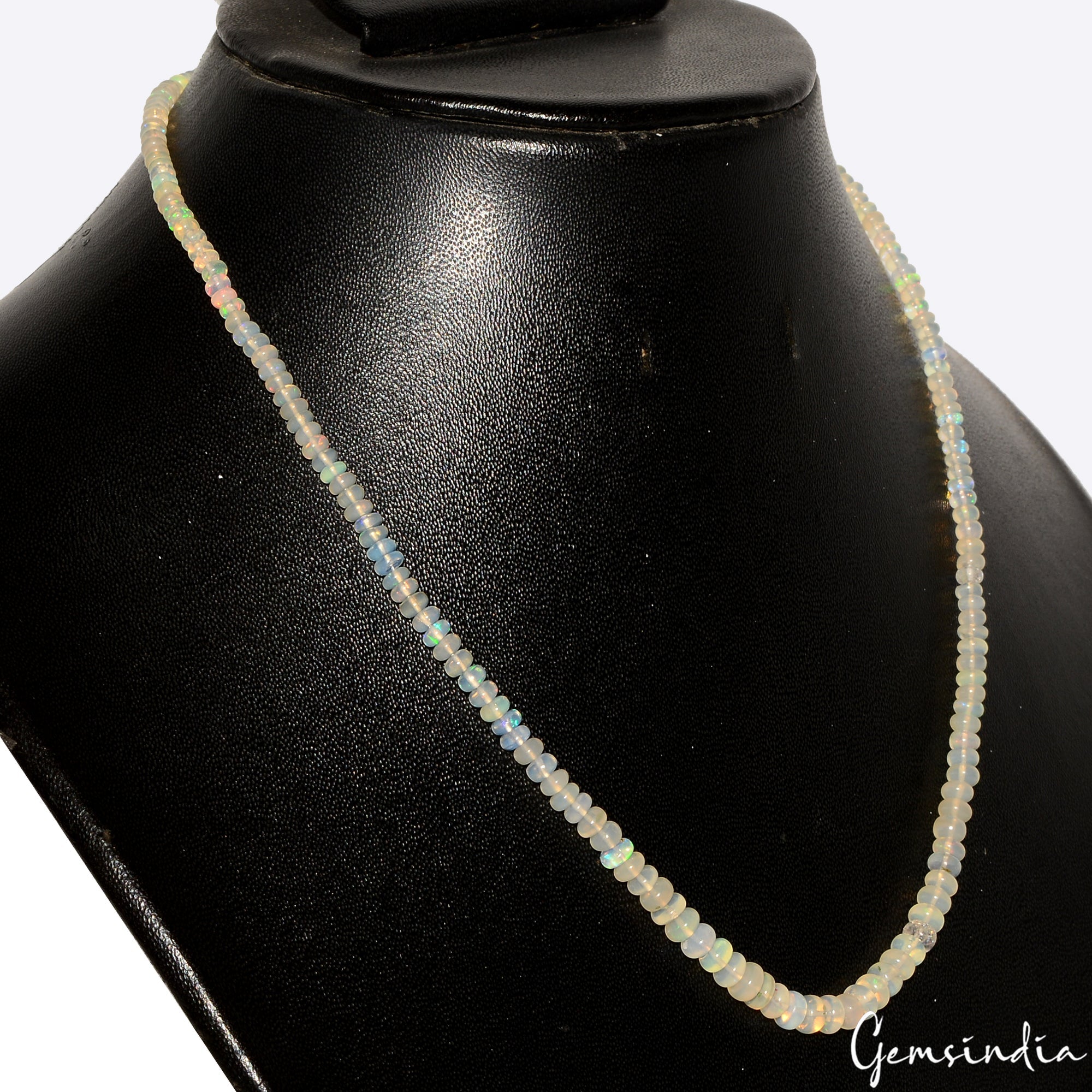 17" Natural Welo Fire Ethiopian Opal Rondelle Beaded Handmade Necklace ~33.60 Ct