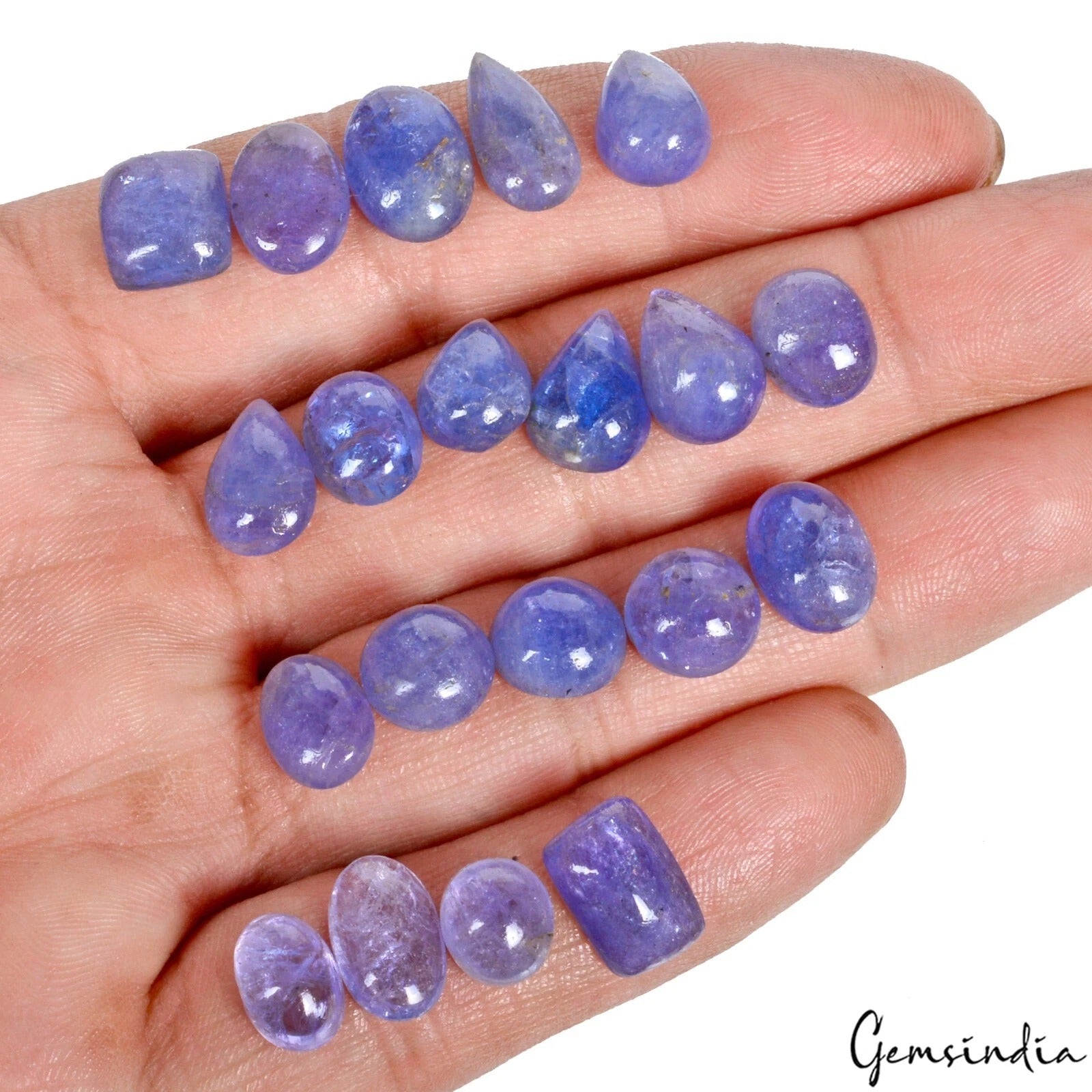 Tanzanite Lot, Cabochon, Untreated, Blue — 20 Pieces, 09mm to 14mm, 86.60 Ct, Tanzania