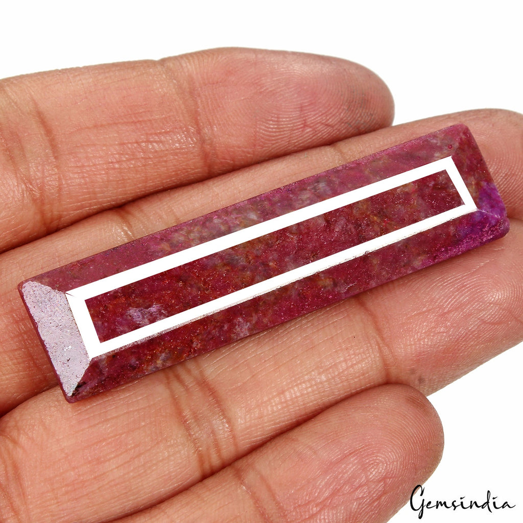 Certified 72.30 Cts Natural Ruby Kitkat Baguette Cut Loose Pendant Size Gemstone