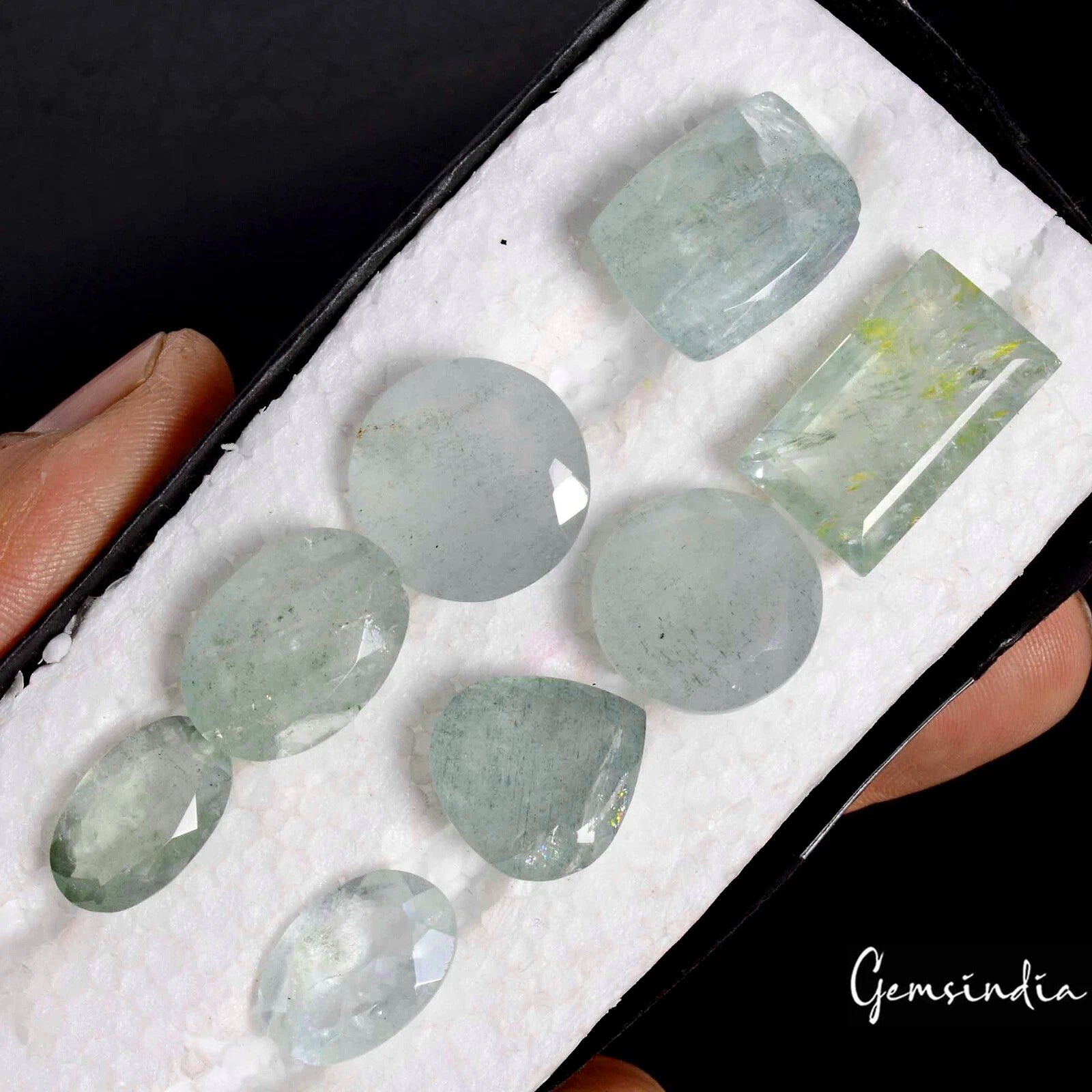 8 Pcs Natural Green Aquamarine Mix Cut Loose Unheated Gemstones 100.80Ct, Brazil