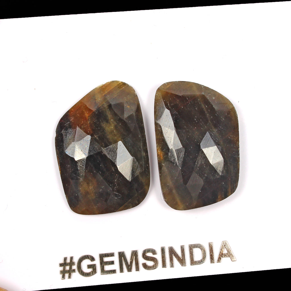 Sapphire Lot, Loose Gemstone, Untreated, Black — 2 Pieces, 25x17mm, 43.60 Ct, Madagascar