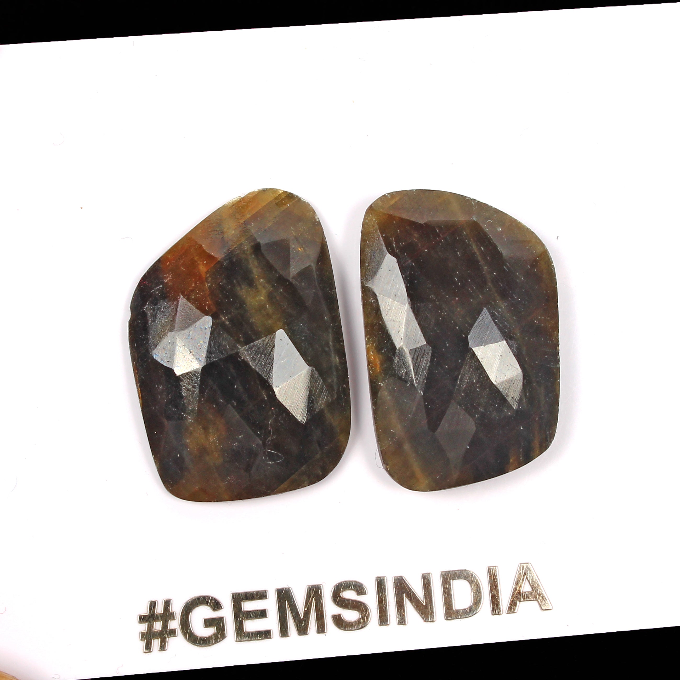 Sapphire Lot, Loose Gemstone, Untreated, Black — 2 Pieces, 25x17mm, 43.60 Ct, Madagascar