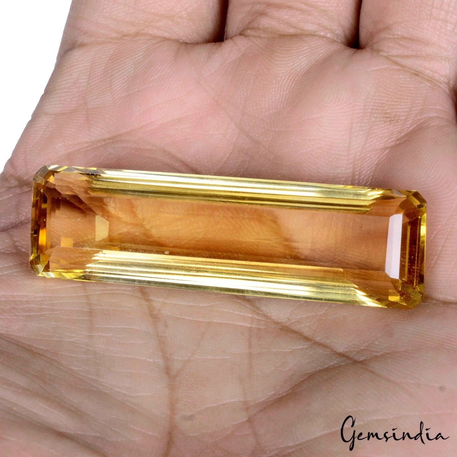 Citrine Loose Gemstone, Octagon Cut, Untreated — 50 x 15 x 12mm, 83.20 Ct, Brazil
