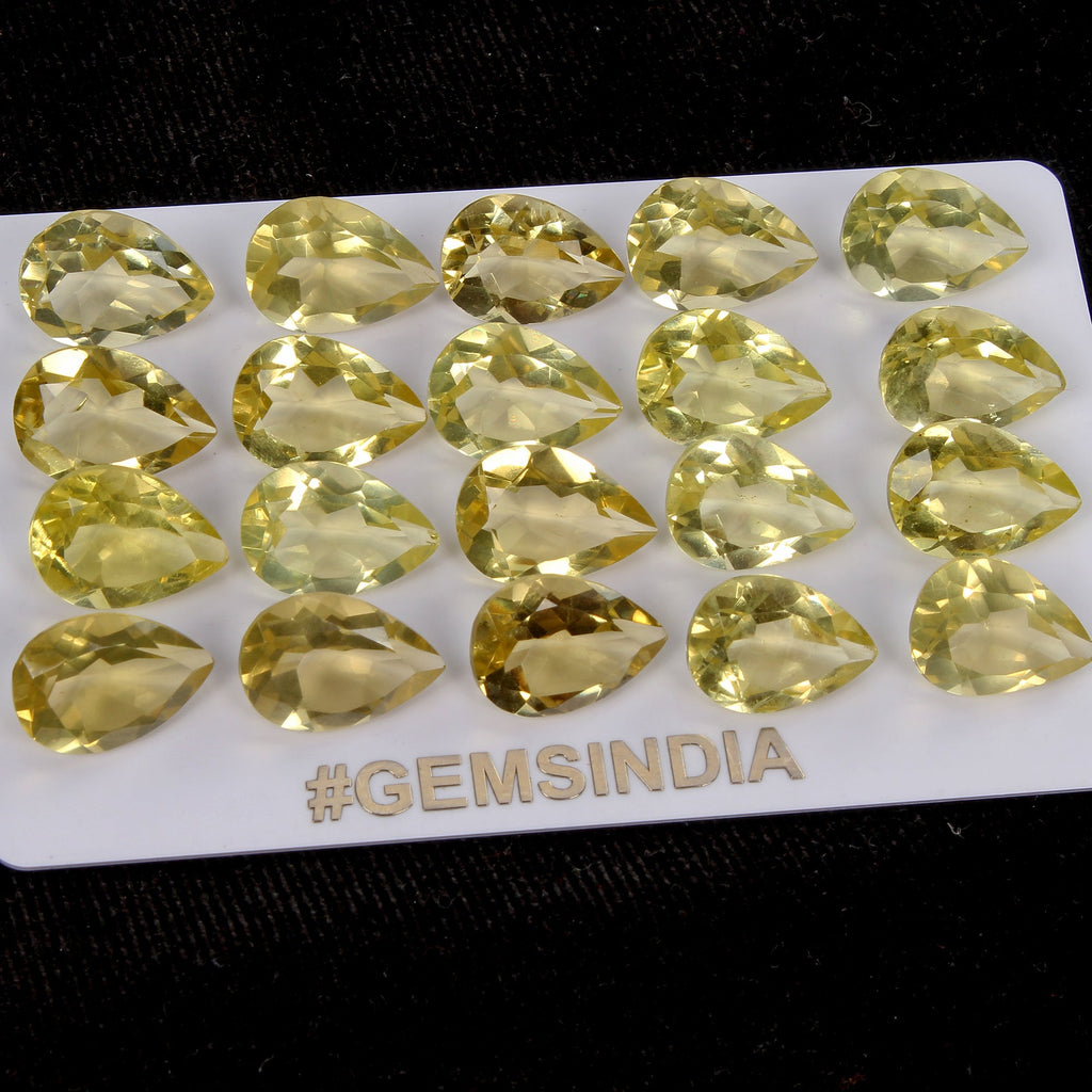 102.10 Ct Pear Cut Lemon Quartz 14x10mm Natural Calibrated Loose Gemstones~20 Pc