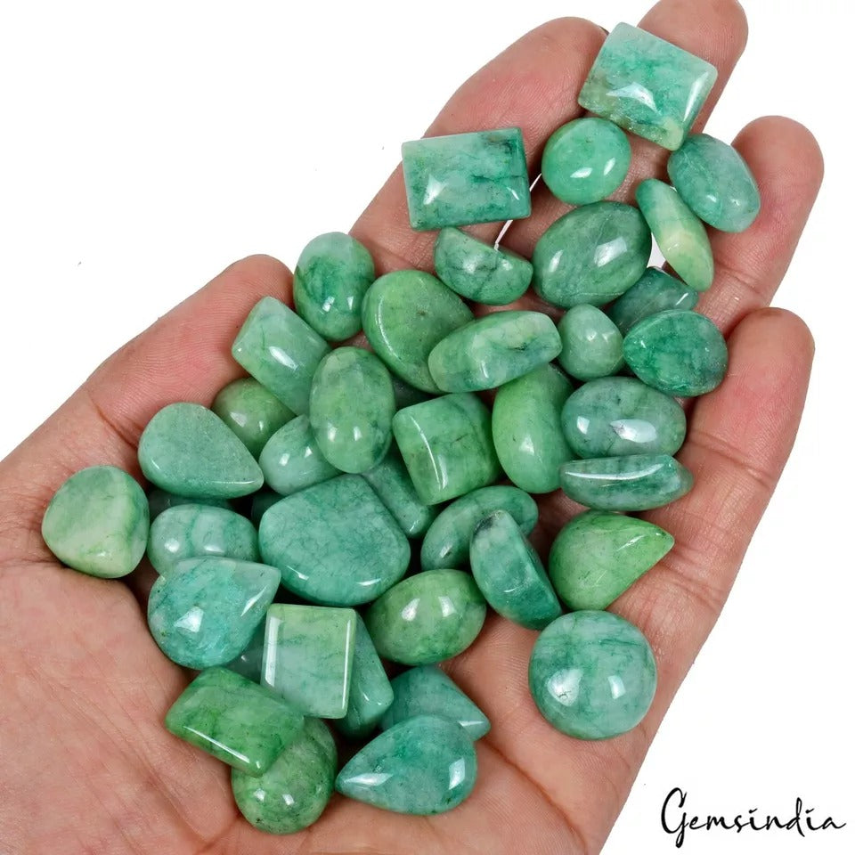 43 Pcs Natural Emerald Brazilian 13mm-21mm Cabochon Huge Size Loose Gemstones