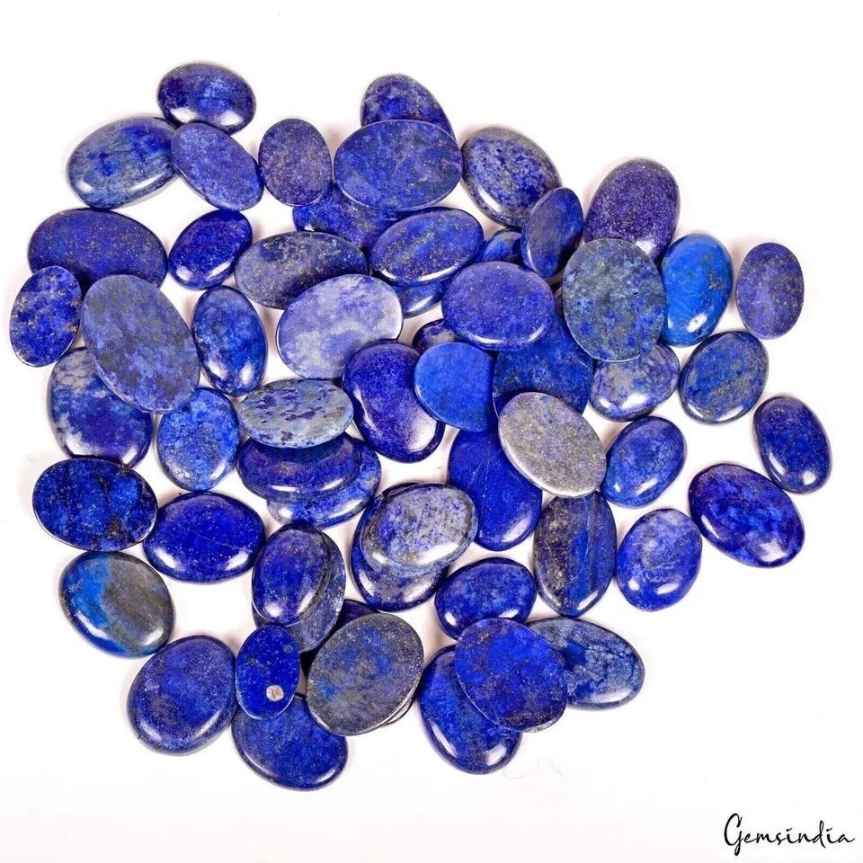 Lapis Lazuli Lot, Cabochon, Blue — 59 Pieces, 22mm to 37mm, 2000 Ct, Afghanistan