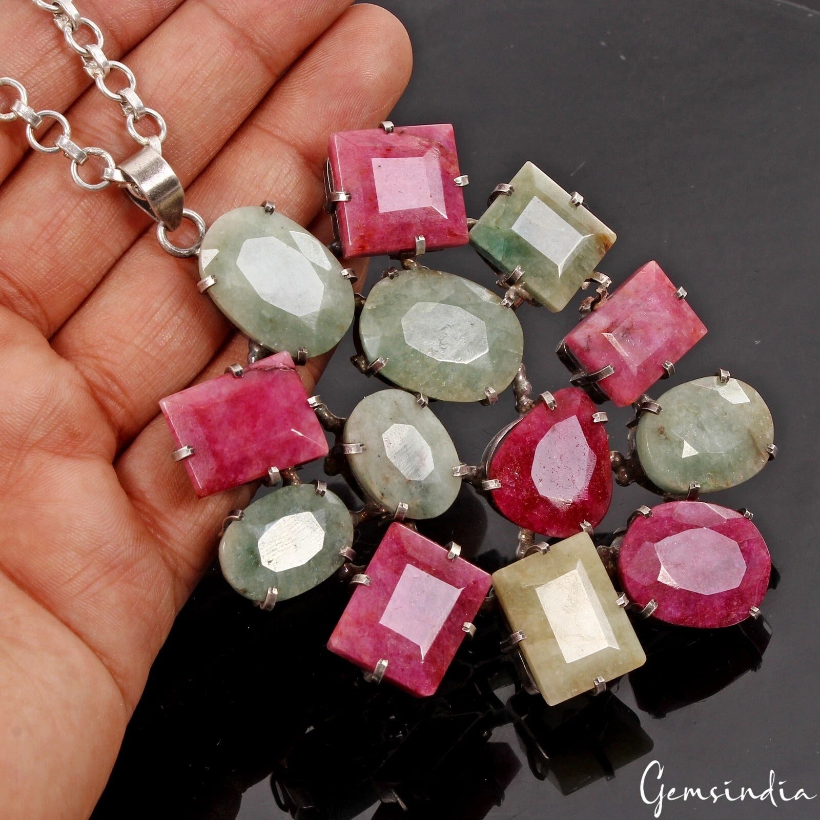 Green Beryl Jewelry, Silver — 109x75x11mm, 500 Ct (100 g)