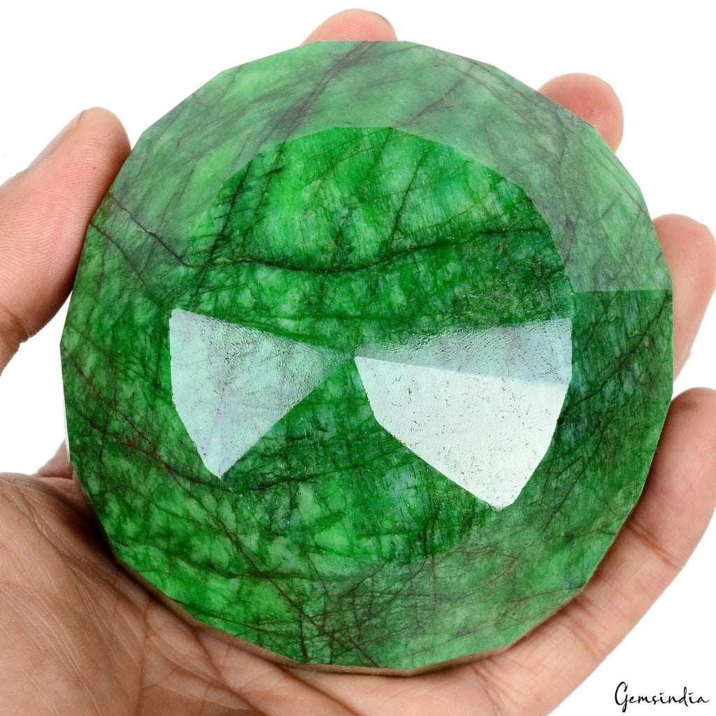 3920 Ct Natural Green Emerald Round Cut Earth Mined Huge Size Brazilian Gemstone