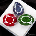 Certified 120 Ct Natural Ruby Emerald Sapphire Loose Pendant Size Gemstones~3 Pc