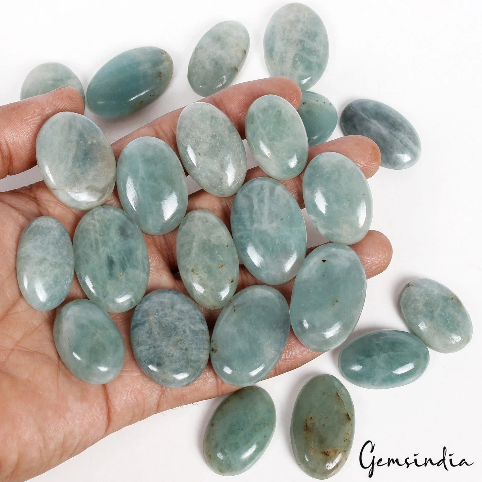 1060 Cts/23 Pcs Natural Untreated Blue Beryl Aquamarine Oval Cab Loose Gems Lot