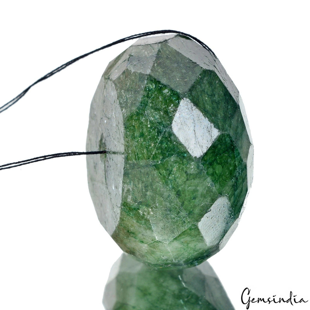 175.80 Ct Natural Brazilian Green Emerald Round Checker Cut Drill Bead Loose Gem