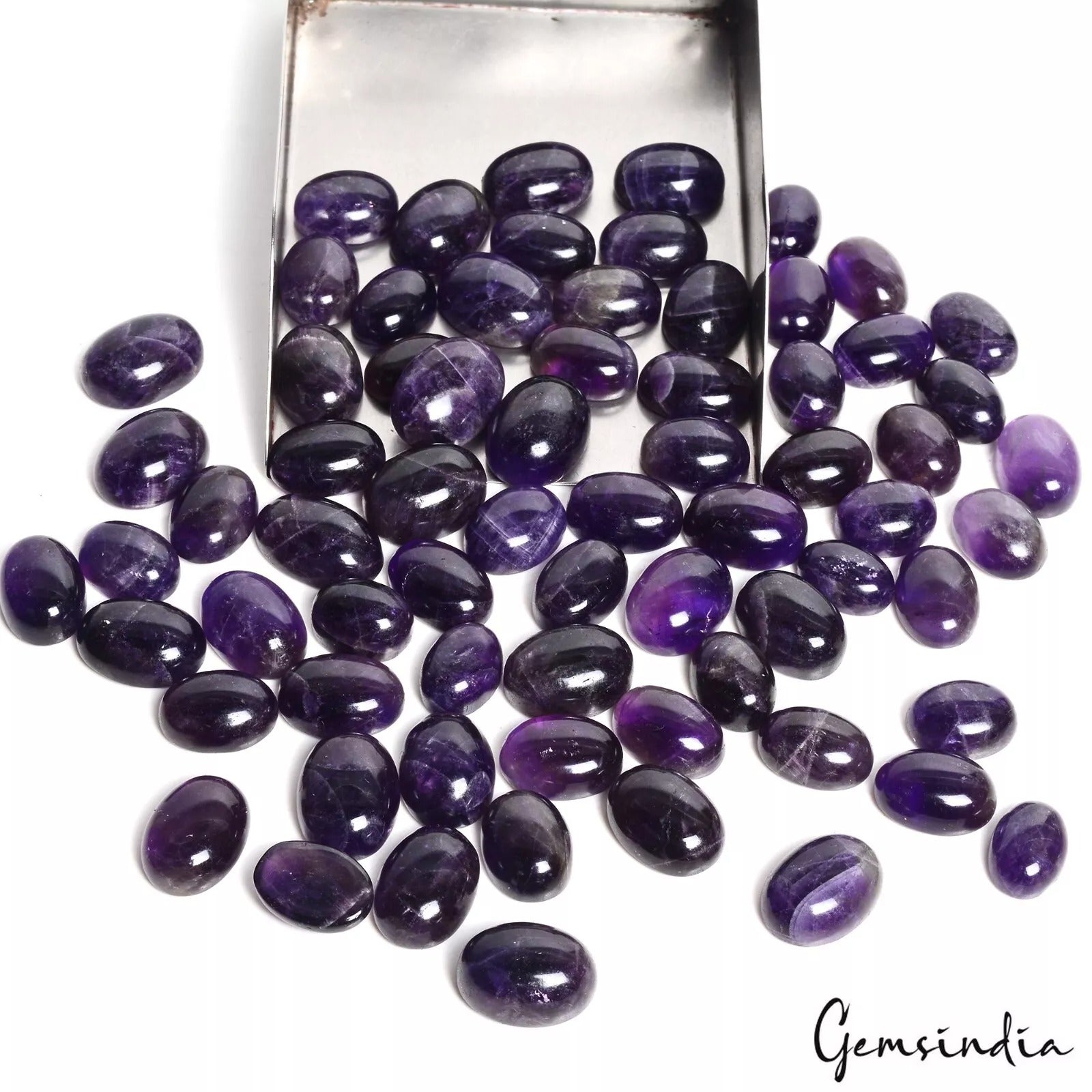 800 Ct/70 Pcs Natural Purple Amethyst Oval Flat Back Loose Cab Gems for Jewelry
