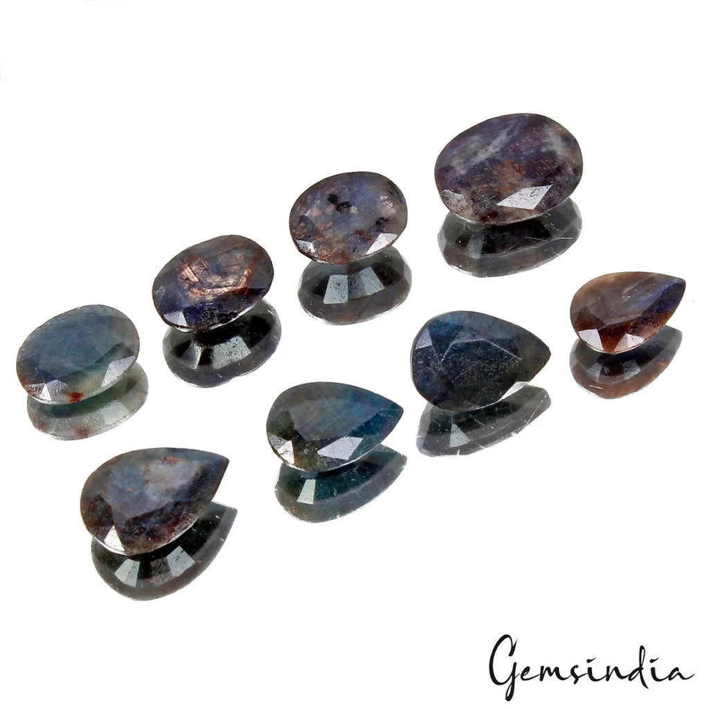 Blue Sapphire Lot, Loose Gemstone, Untreated, Brown — 8 Pieces, 14mm to 18mm, 84.00 Ct