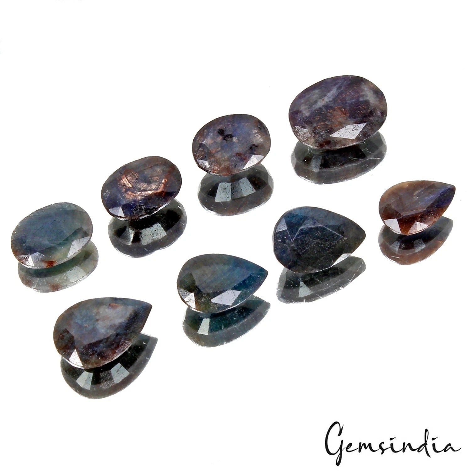 Blue Sapphire Lot, Loose Gemstone, Untreated, Brown — 8 Pieces, 14mm to 18mm, 84.00 Ct
