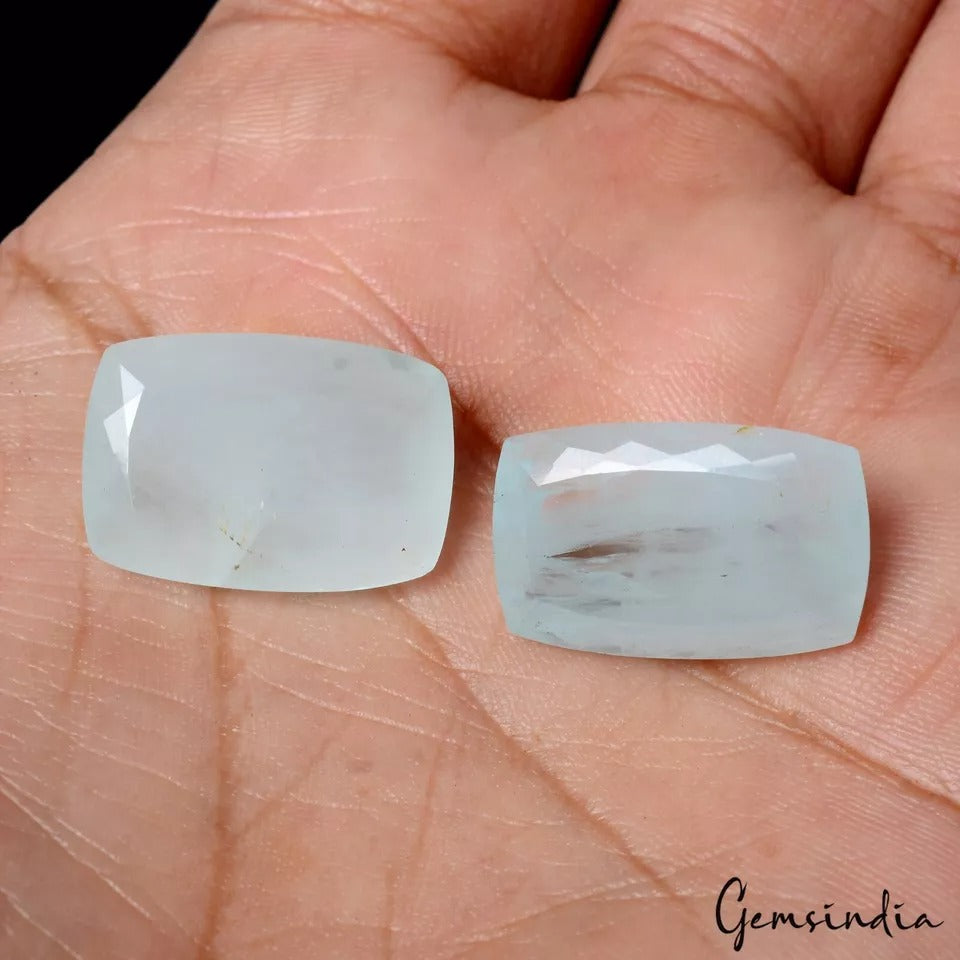 Aquamarine Lot, Loose Gemstone, Untreated, Blue — 2 Pieces, 20x12mm, 35.50 Ct