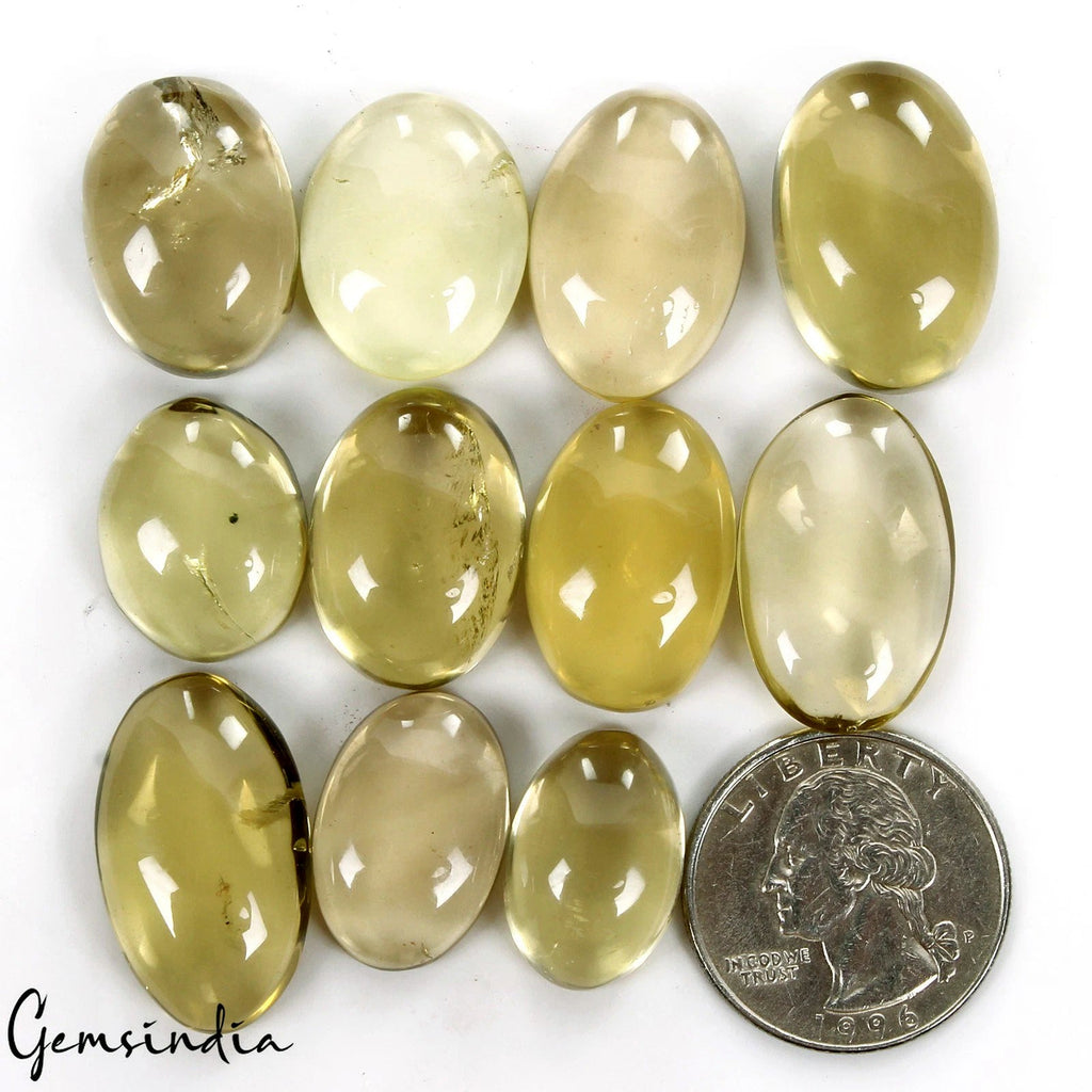 11 Pcs Natural Citrine Untreated 18-24mm Oval Cabochon Loose Gemstones 263.60 Ct