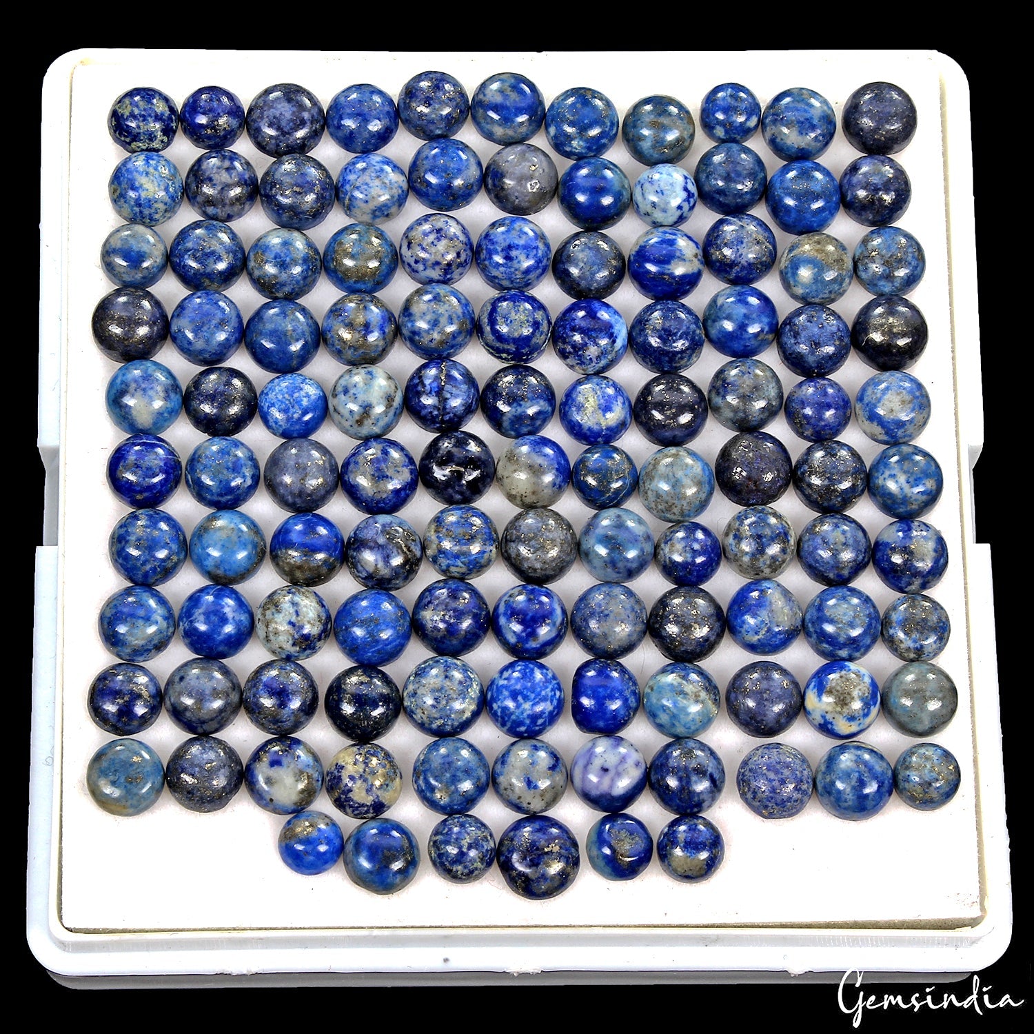 194.70 Ct Natural Blue Lapis Lazuli Round Cab Loose Wholesale Gems Lot 116 Pcs