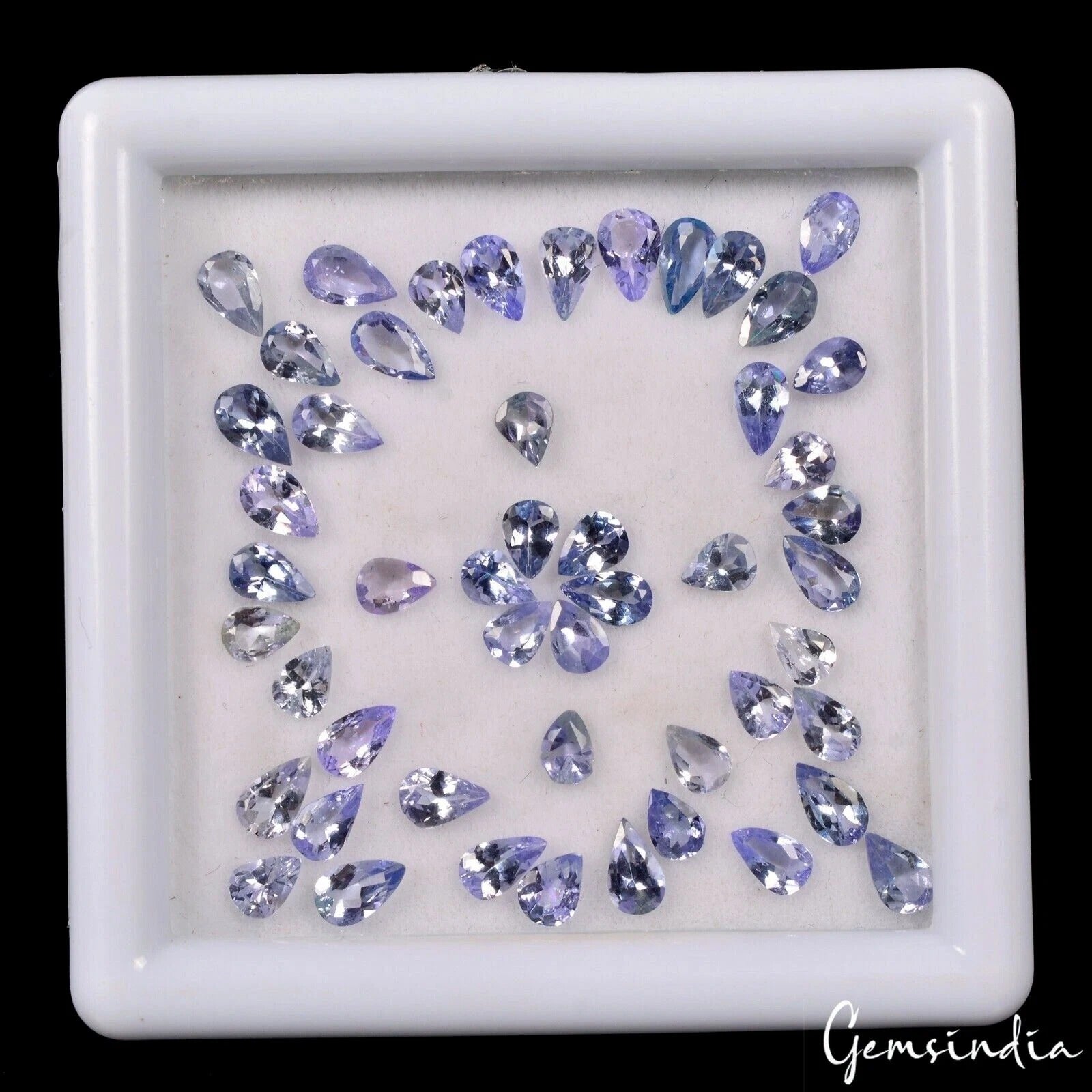 50 Pcs Natural Tanzanite 5x3mm Pear Cut Sparkling Violet Blue Loose Gemstone Lot