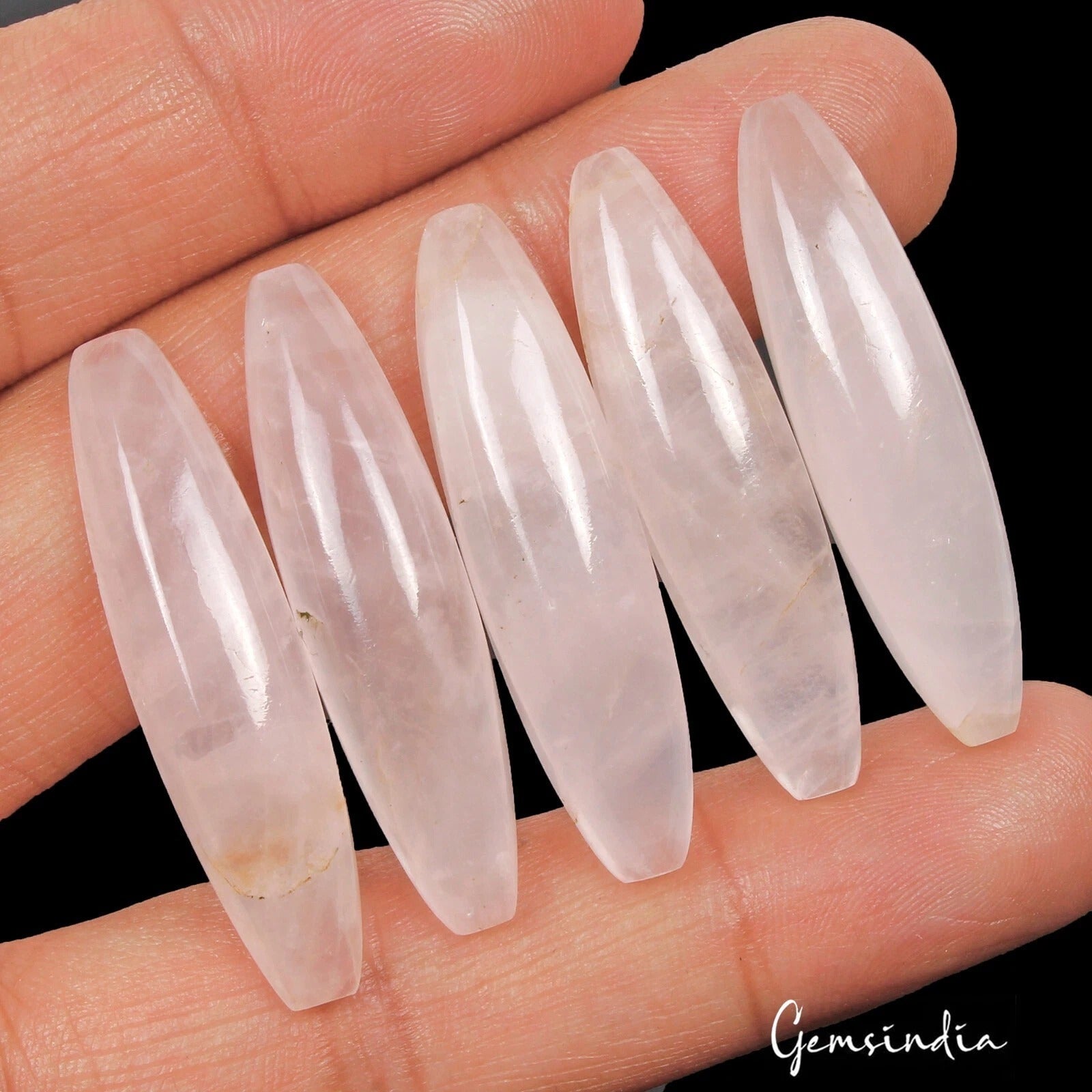 115.10 Ct Natural Untreated Pink Rose Quartz Marquise Cut Cab Certified Gems Lot