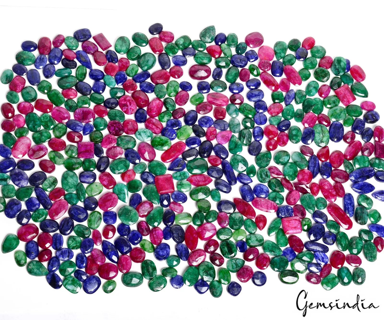 Green Beryl Lot, Loose Gemstone, Color Enhanced, Red — 430 Pieces, 14mm, 5000 Ct