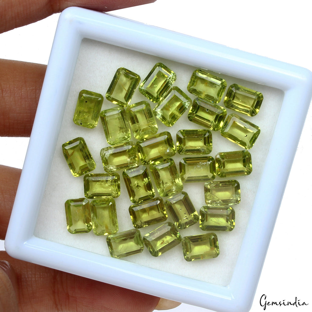 28 Pcs VVS Natural Peridot Untreated 7x5mm Octagon Cut Finest Green Gemstones