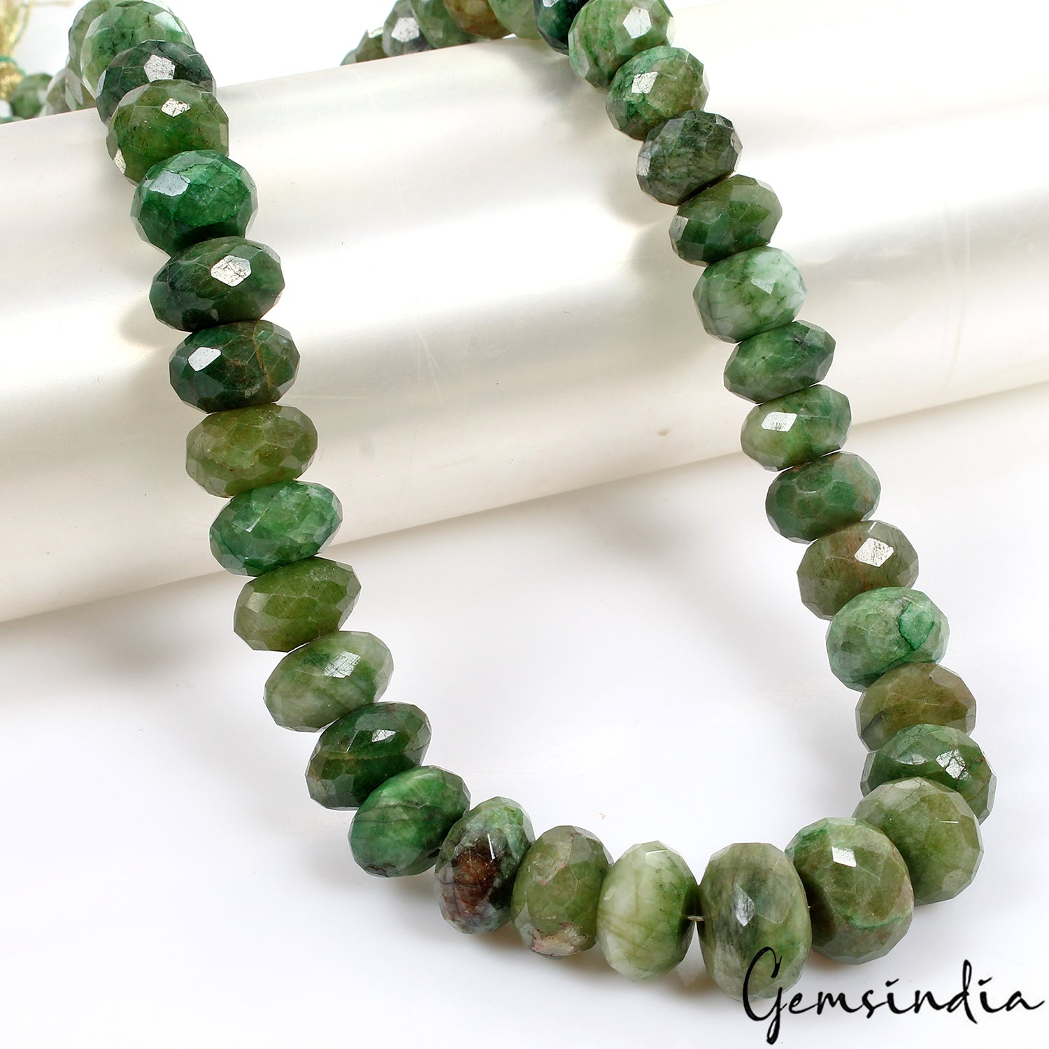 21" Long Natural Green Emerald Round Cut 12mm-17mm Drilled Beads Strand~800 Cts