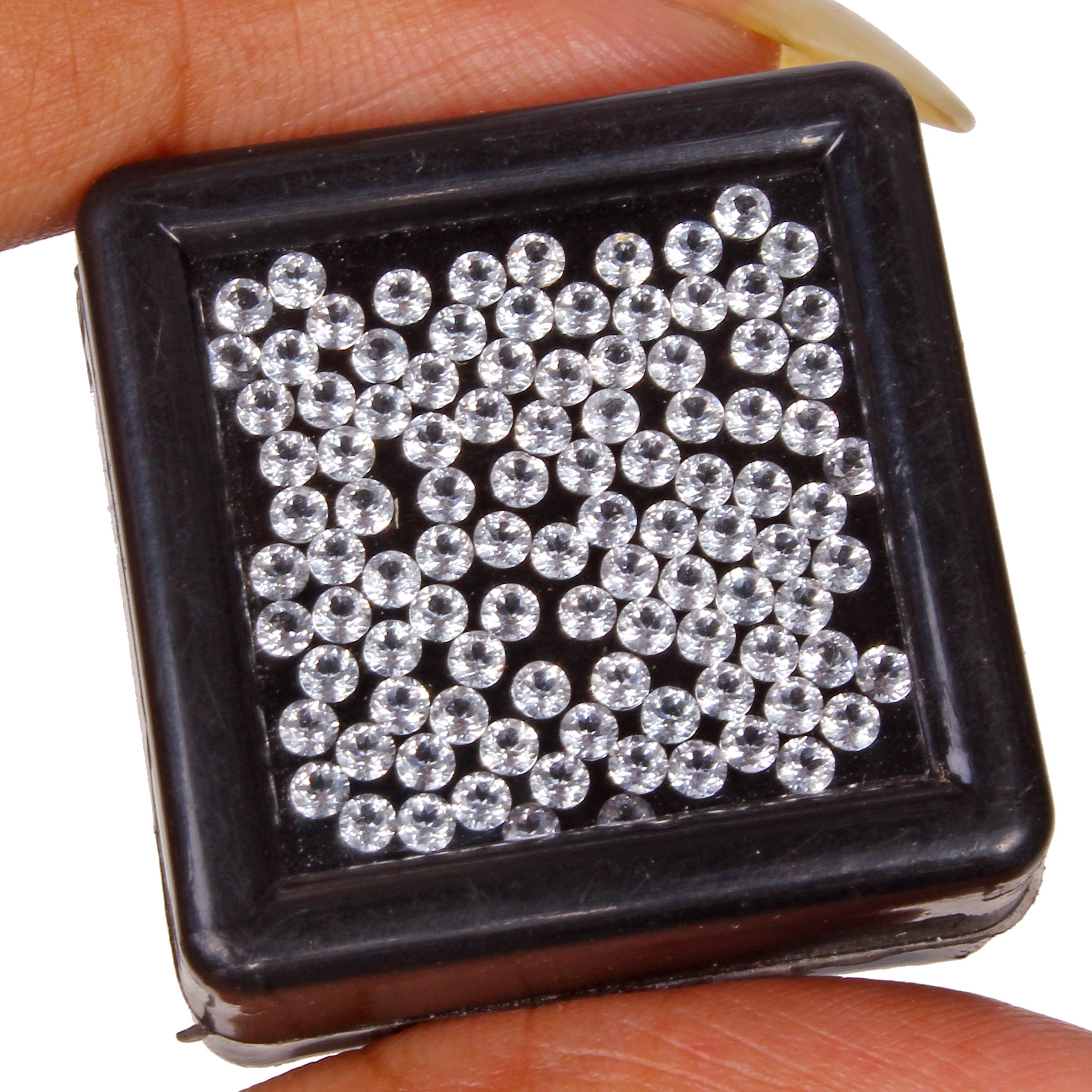 100 Pcs Natural White Topaz 2mm Round Diamond Cut Calibrated Sparkling Gemstones