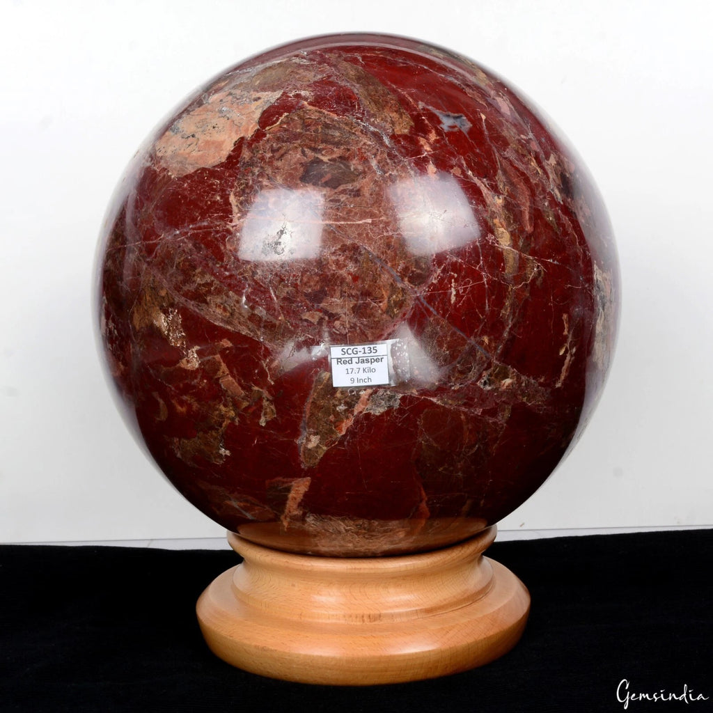 Red Jasper Sphere, Untreated — 9 Inch in diameter, 17.7 Kg (88500 Ct), Madagascar