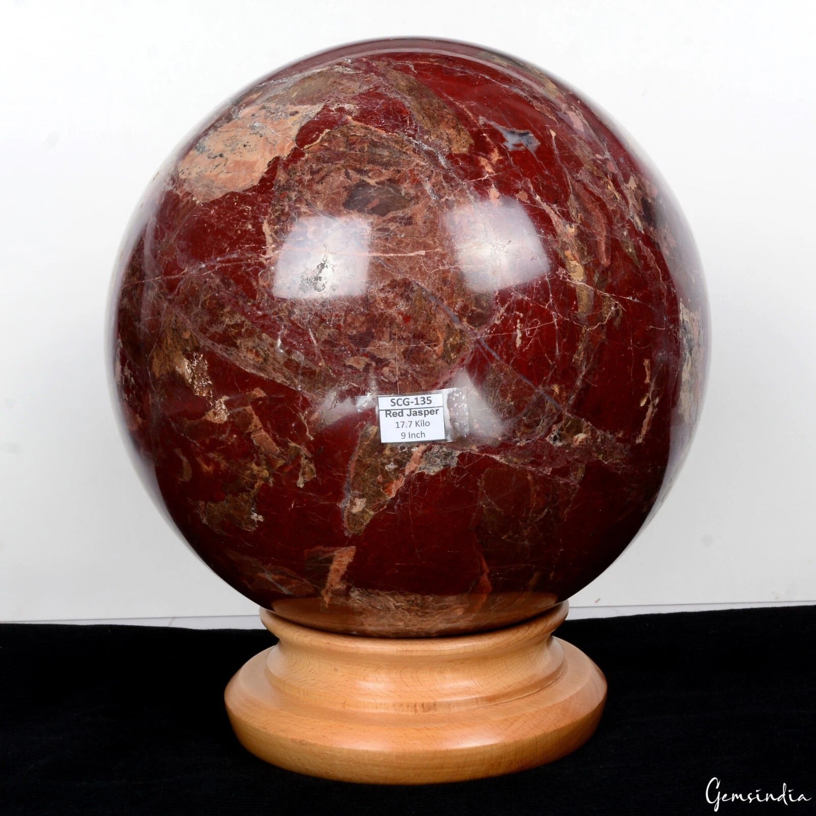 Red Jasper Sphere, Untreated — 9 Inch in diameter, 17.7 Kg (88500 Ct), Madagascar