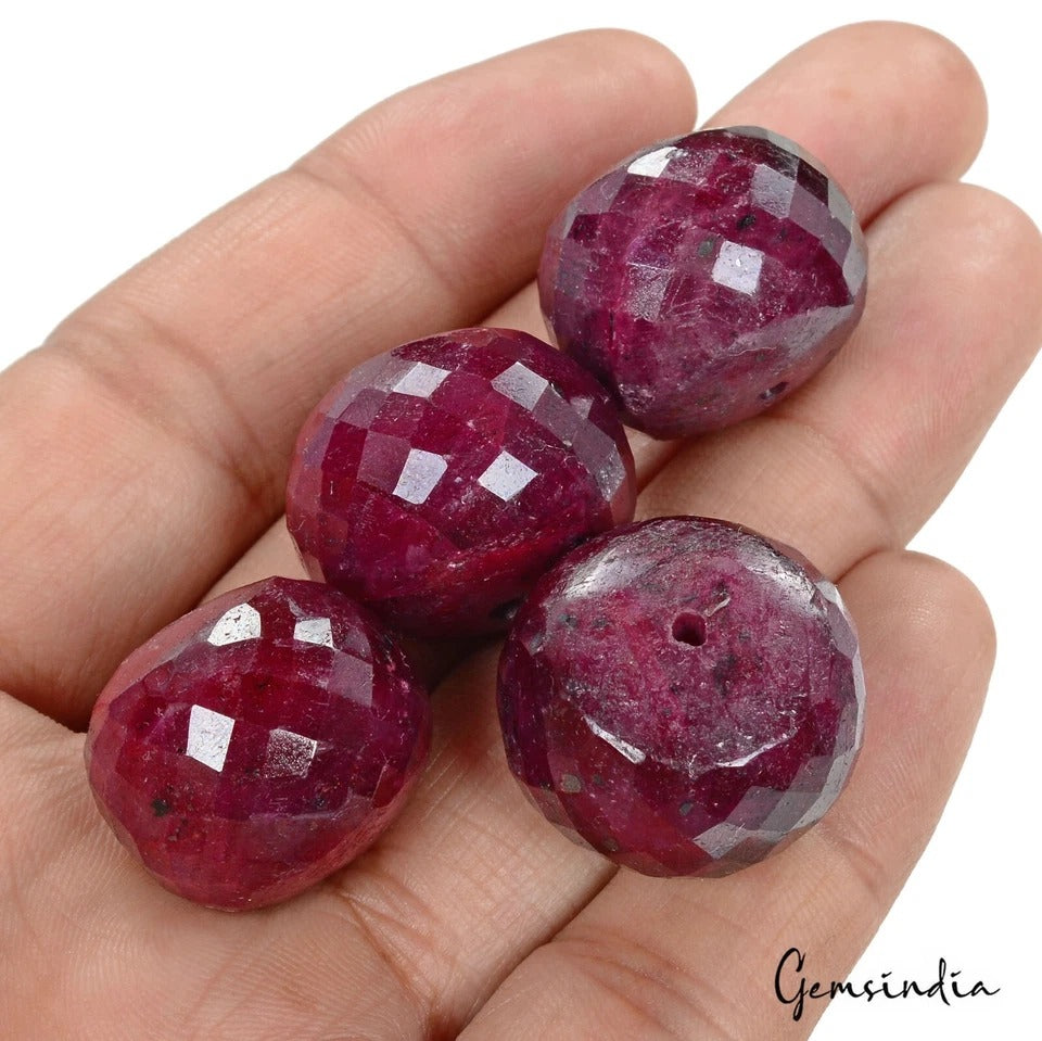 420 Ct Natural Red Ruby Round Checker Cut Earth Mined Loose Drilled Beads Gems