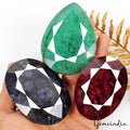 3020 Ct/3 Pcs Natural Multi Color Emerald Ruby Sapphire Mixed Cut Huge Gems Lot