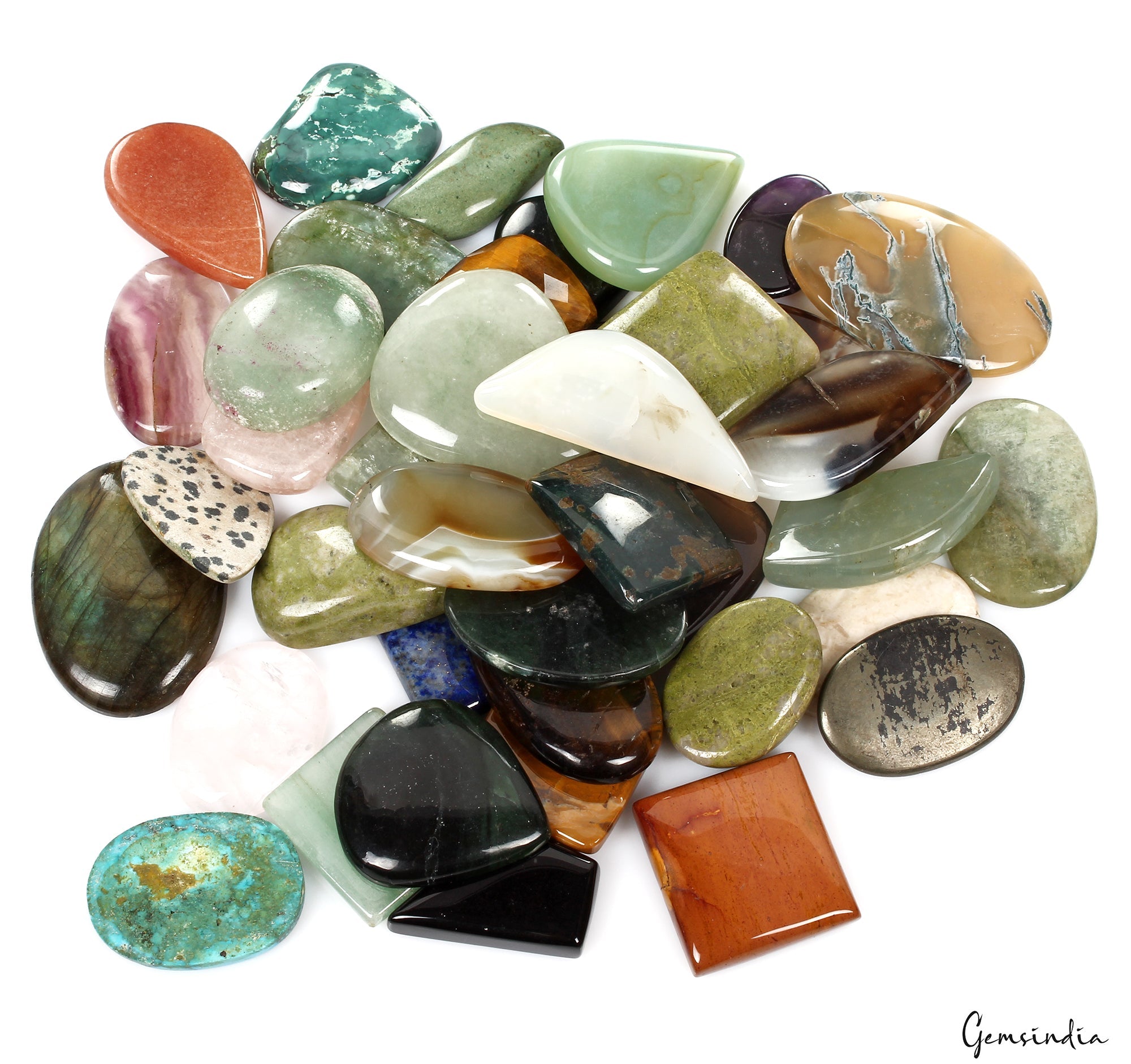 2420Ct Natural Multi Gemstones Colorful Mixed Shape Flat Back Wholesale Lot~40Pc