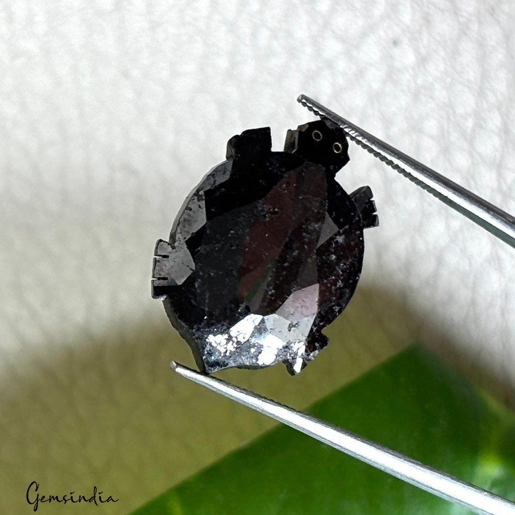 Diamond Loose Gemstone, Color Enhanced, Black — 22x16x5 mm, 15 Ct, Tanzania