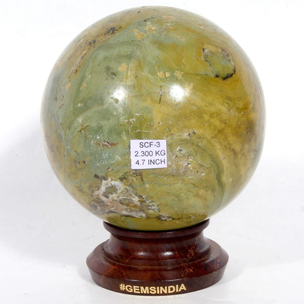 2.3Kg Natural Green Serpentine Crystal Healing Metaphysical Huge Gem Sphere 4.7"