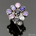 925 Sterling Silver Multi Color Cubic Zirconia Flower Motif Cocktail Ring~8.5 US
