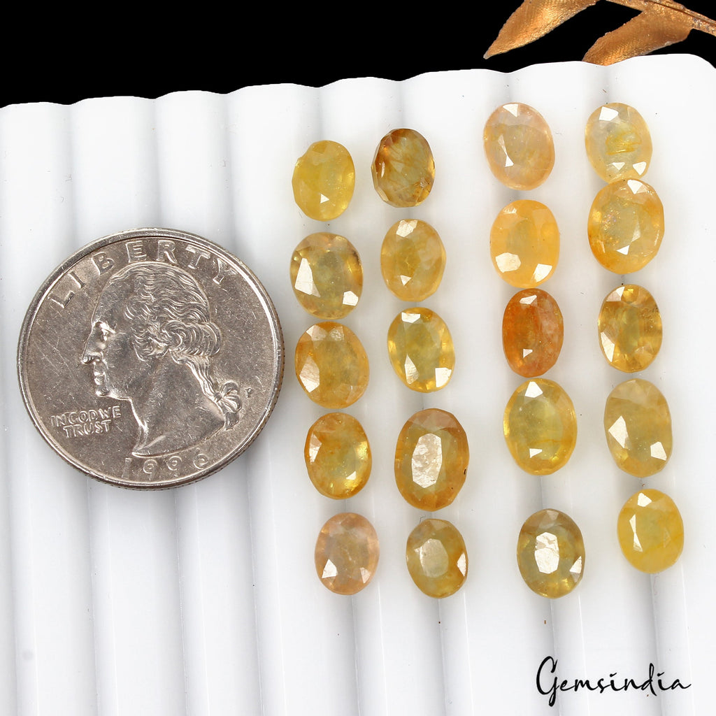 Certified 40.50 Cts/20 Pcs Natural Ceylon Yellow Sapphire Oval Gems for Jewelry