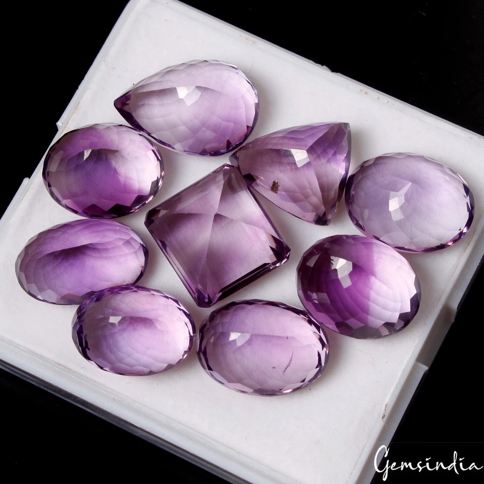 Certified 142.80 Ct/9 Pcs Natural Untreated Purple Amethyst Mix Cut Jewelry Gems