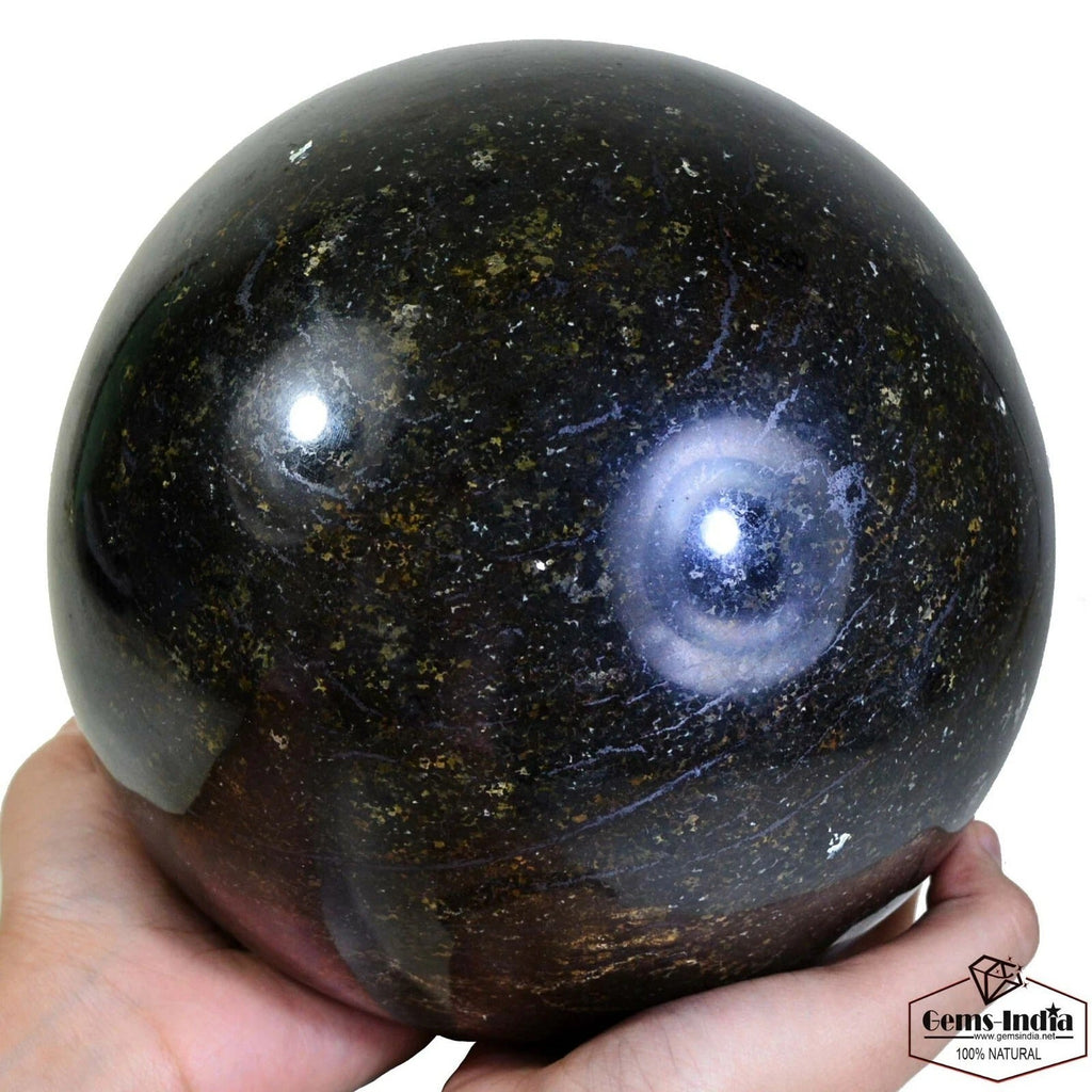 9.8 kg Natural Black Obsidian W/Gold Shine Gemstone Sphere Healing Crystal Ball