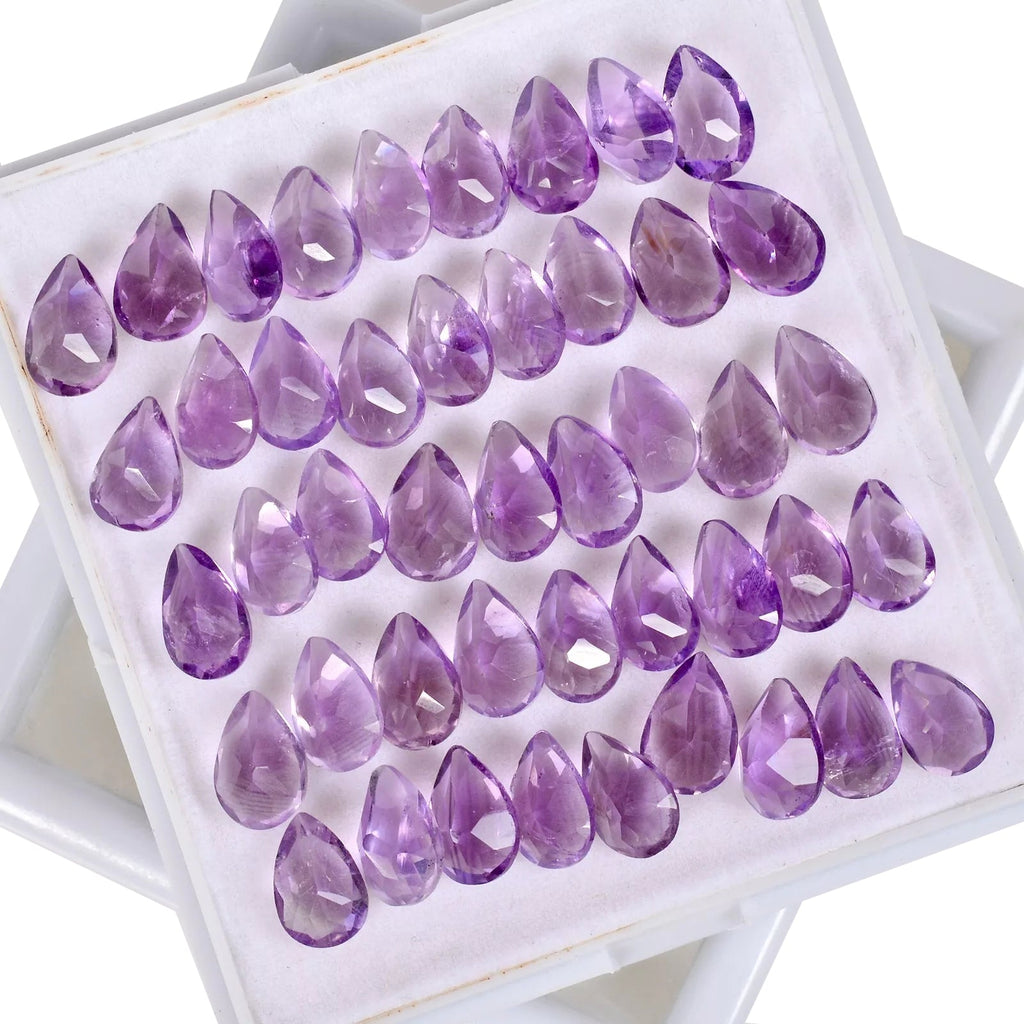 VVS Natural Purple Amethyst Pear Cut Loose 8-9mm Untreated Gemstones